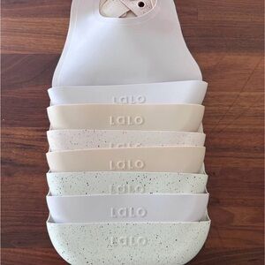 LALO Silicone Pocket Bibs Bundle - 7 pink and purple solid/speckle bibs